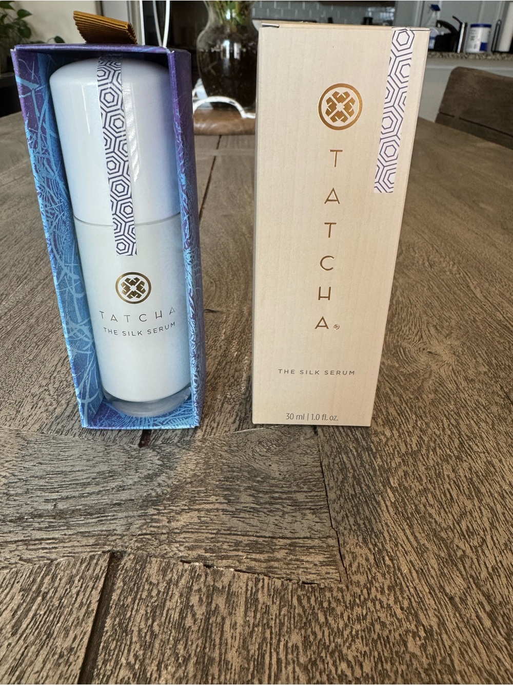 Tatcha The Silk Serum - Pearl White Bottle with Gold & Maroon Accents